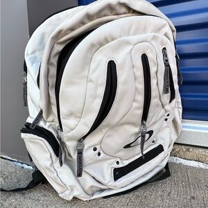 Oakley White Backpack with Canvas Fabric and Rounded Shape